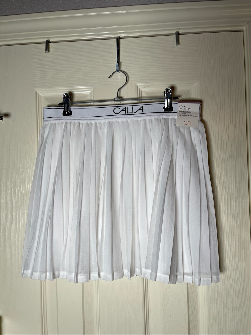 CALIA by Carrie Underwood White Pleated Tennis Skirt with Branded Waistband - Picture 1 of 10